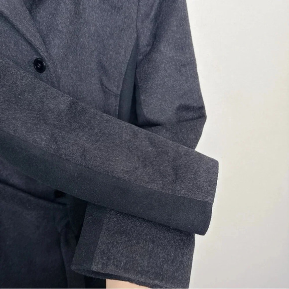 Calvin Klein  Womens 6 Wool Belted Colorblock Mid Length Coat In Grey Black - Picture 9 of 16